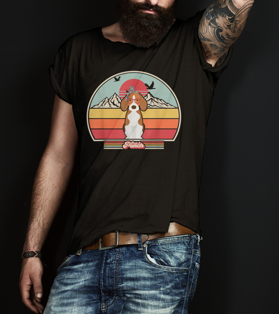 Paws And Punch Beagle Sunset Mountain T-Shirt