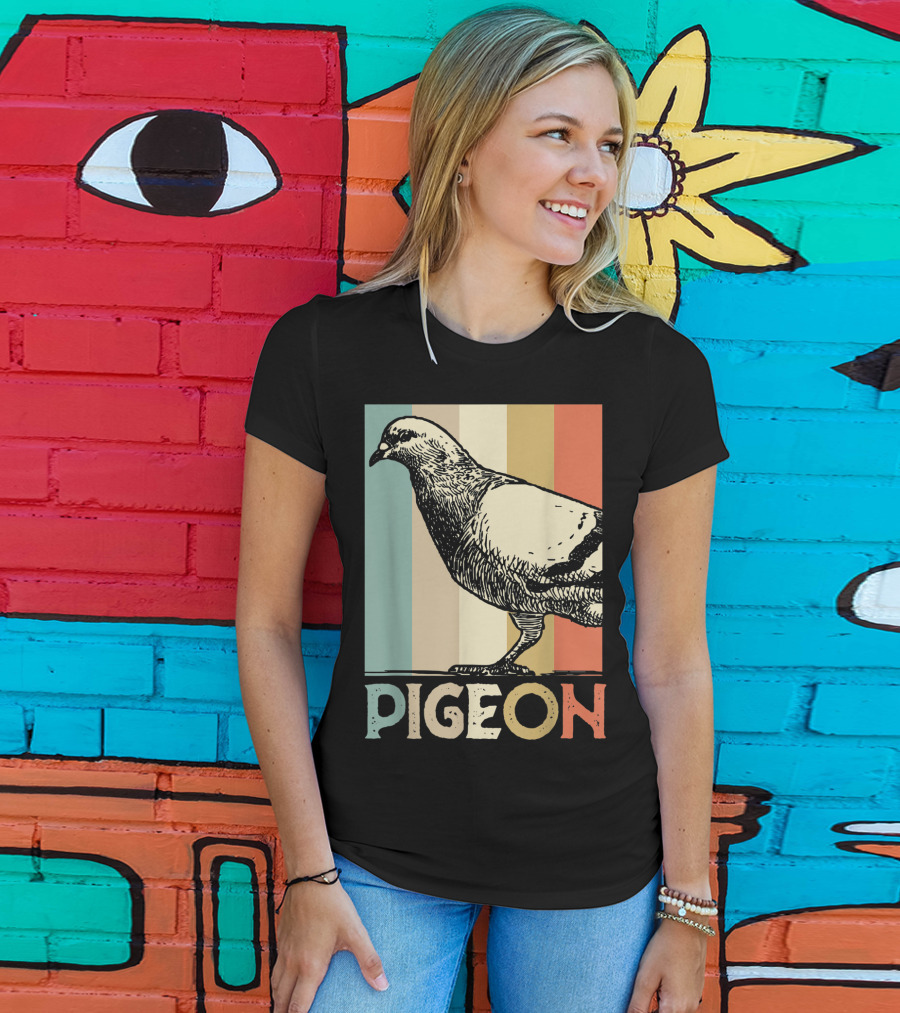 Pigeon Breeder Racing Retro Bird Stripes T-Shirt