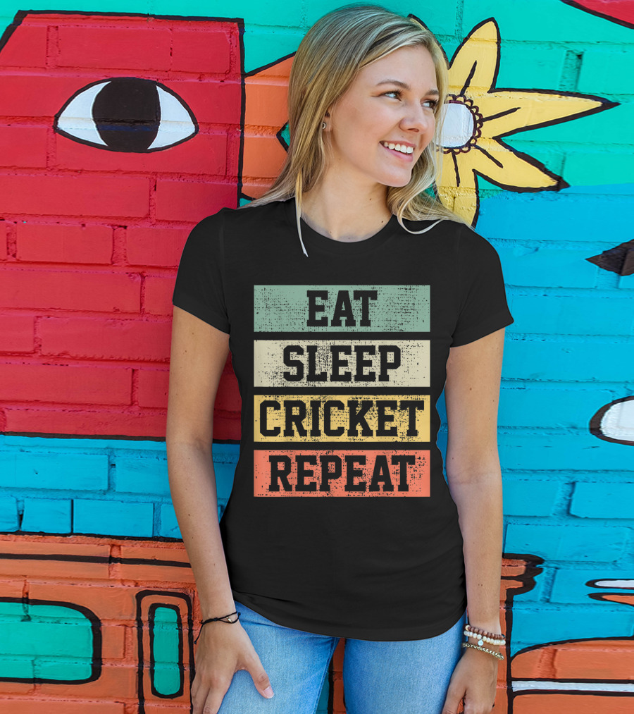 Eat Sleep Cricket Repeat Vintage Player Coach T-Shirt