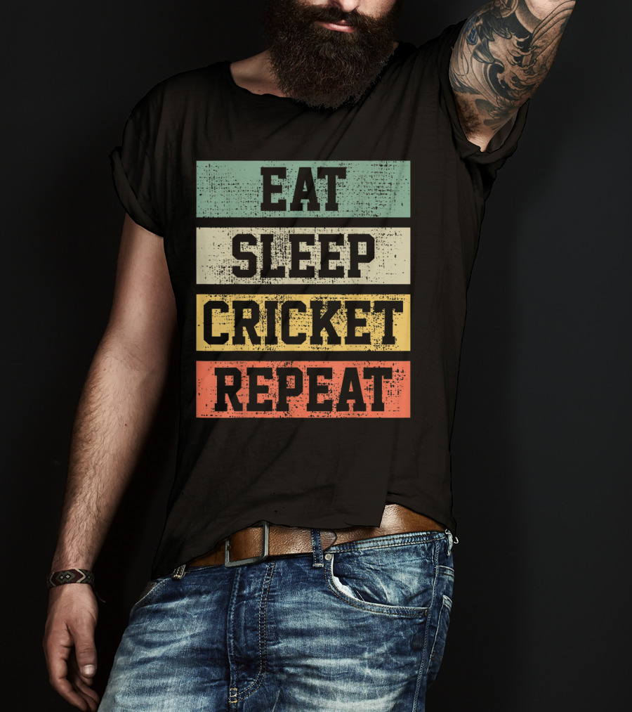 Eat Sleep Cricket Repeat Vintage Player Coach T-Shirt