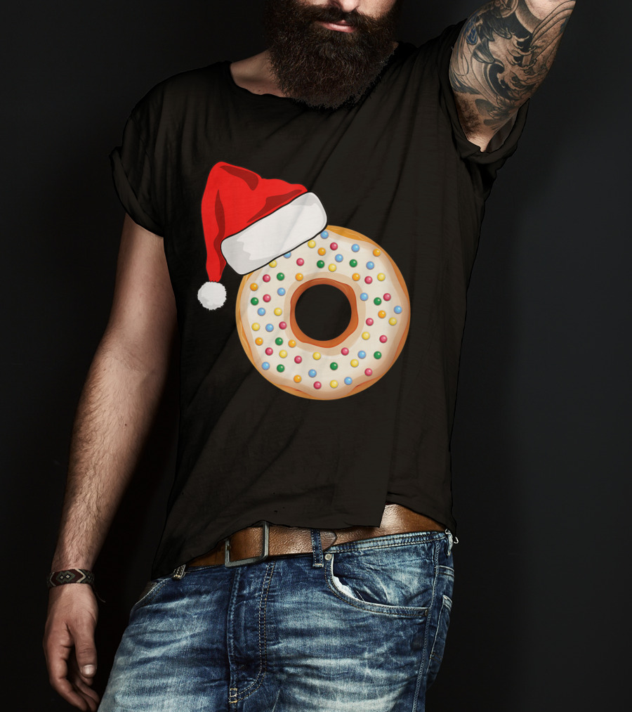 Funny Donut Santa Hat With Sprinkles T-Shirt