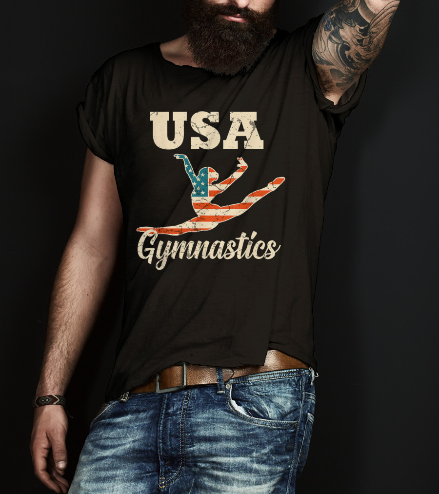 USA Gymnastics American Flag Gymnast T-Shirt
