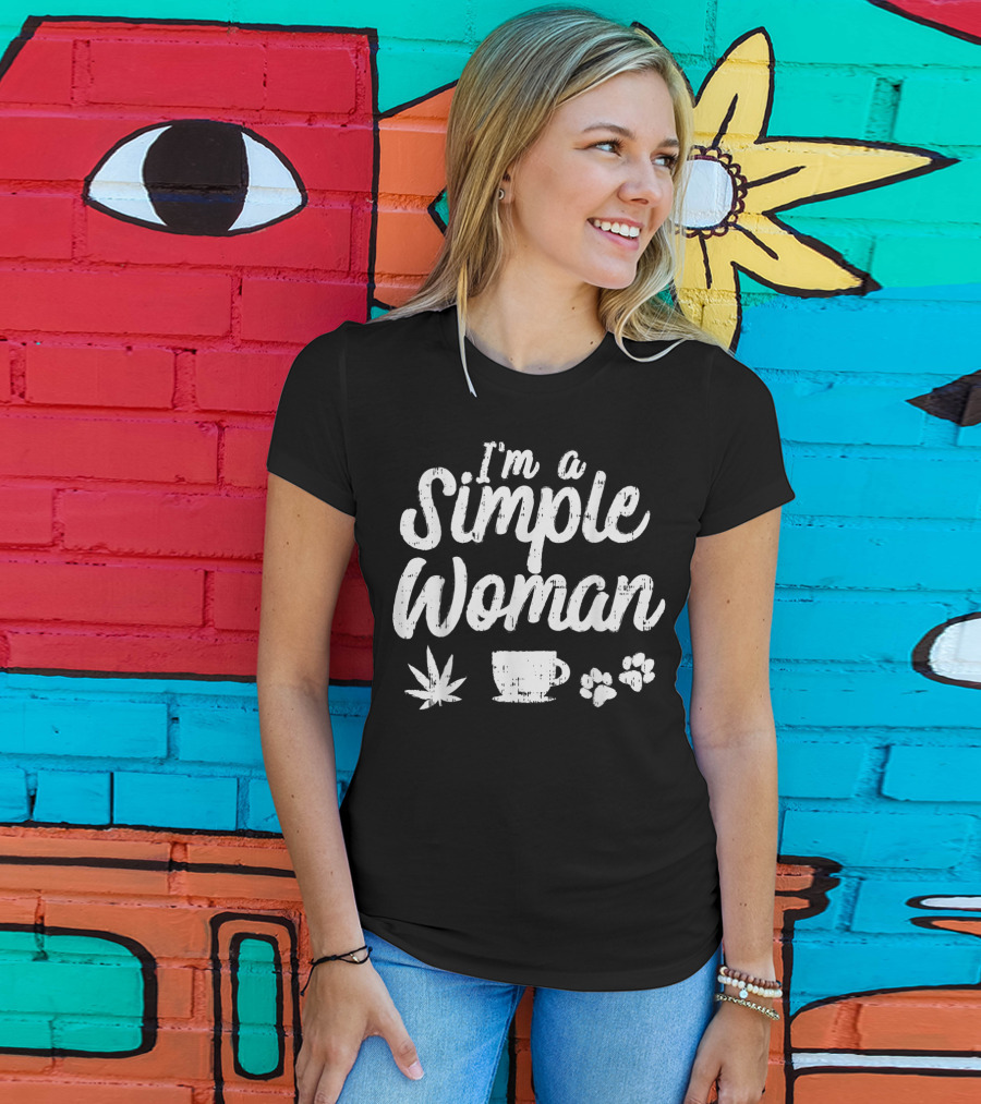 Im A Simple Woman Weed Coffee Dog Paws T-Shirt