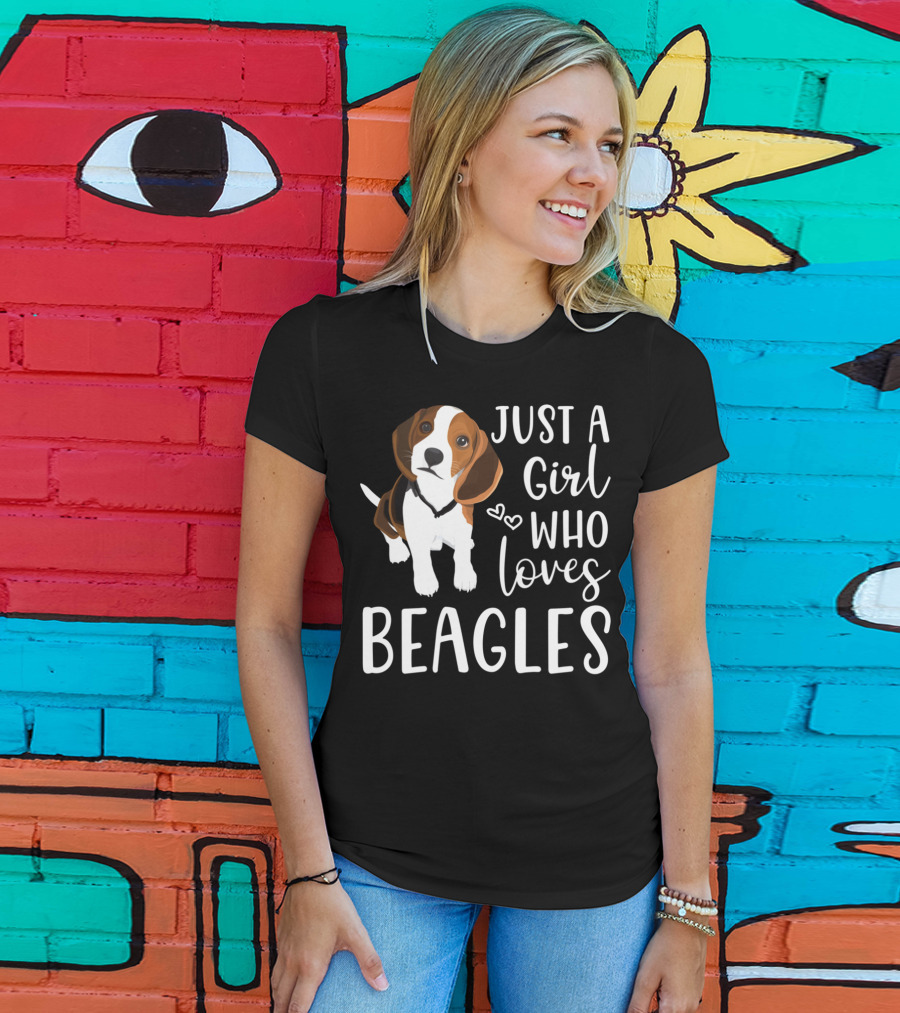 Just A Girl Who Loves Beagles With Cute Hearts And Beagle T-Shirt