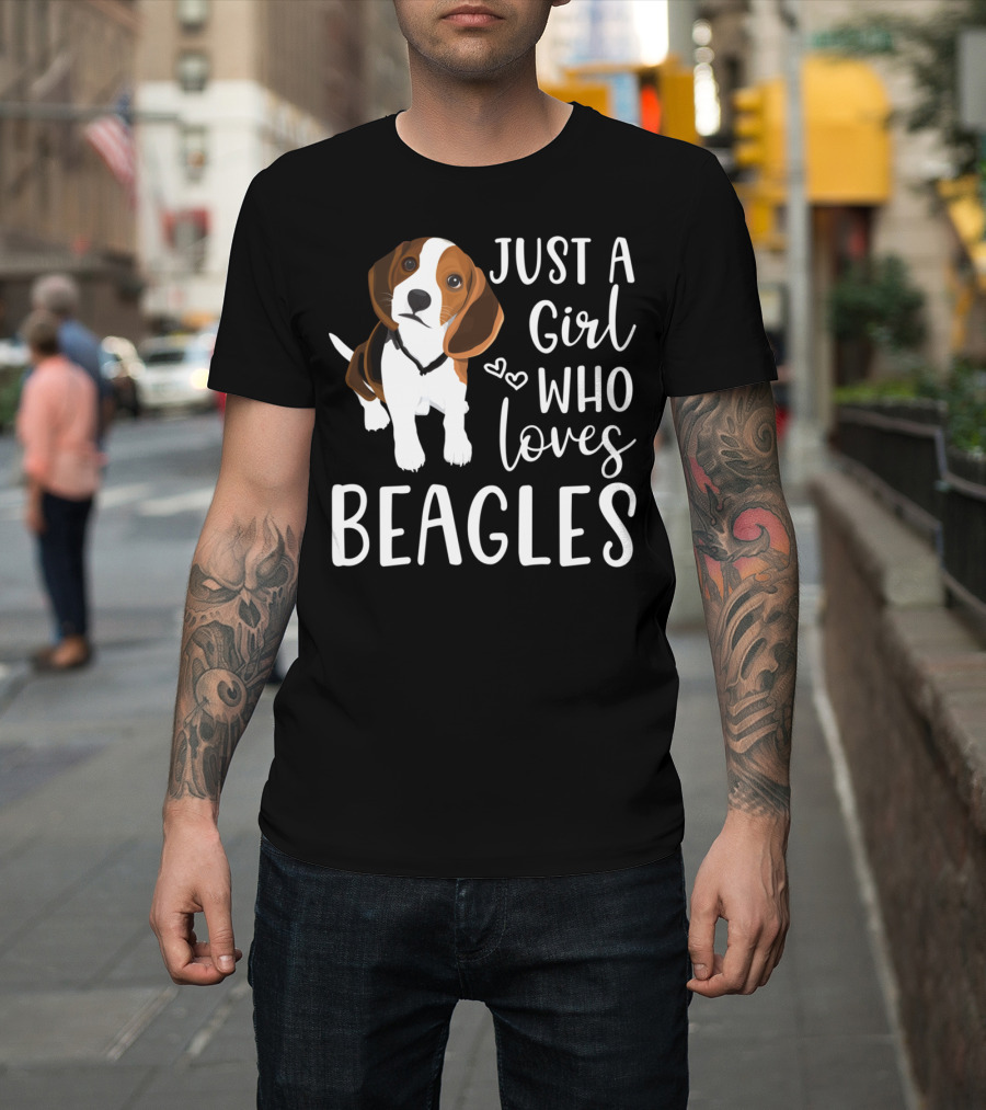Just A Girl Who Loves Beagles With Cute Hearts And Beagle T-Shirt