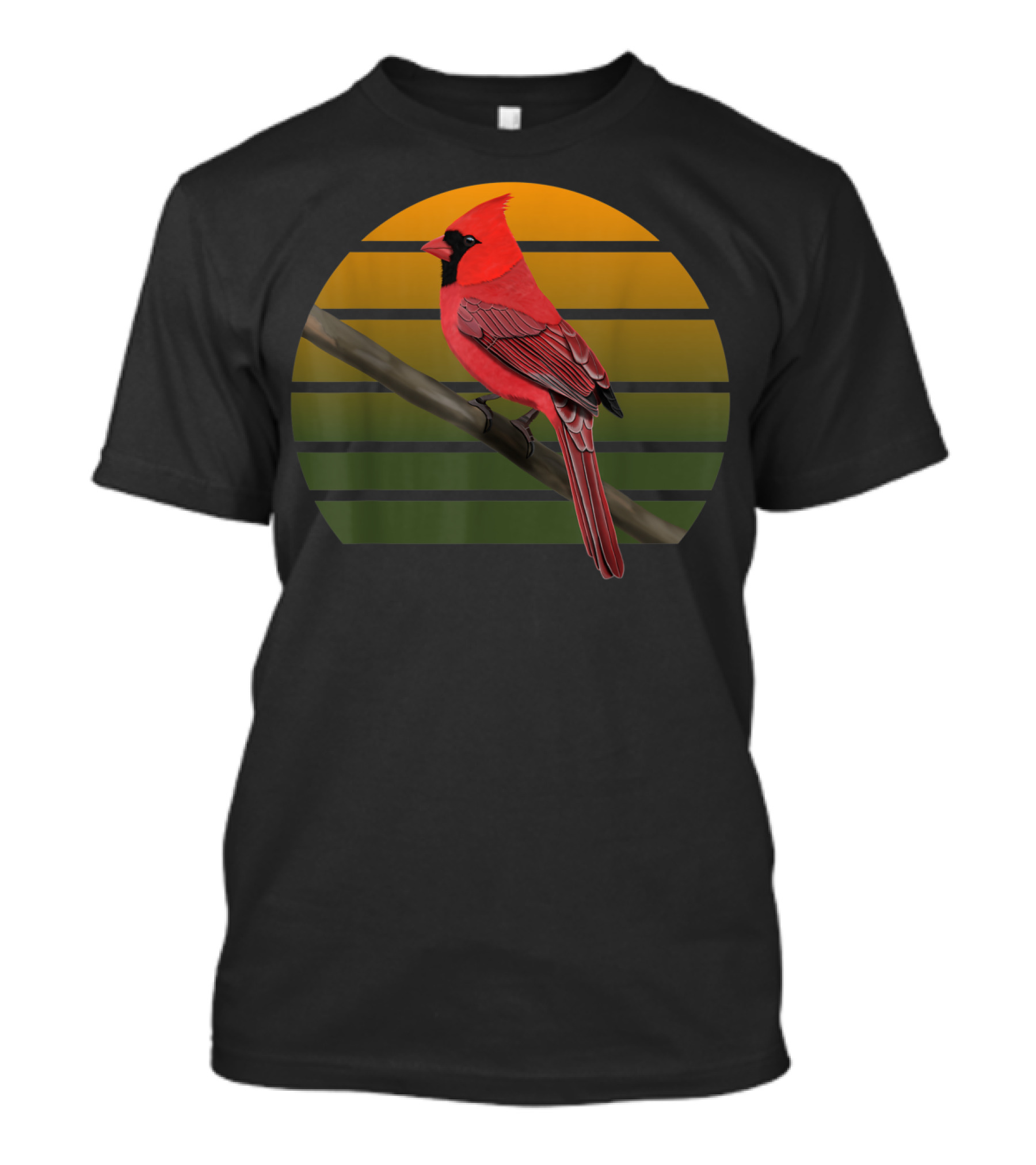 Jzbirds Northern Cardinal Bird Animal Vintage Sunset Circle T-Shirt