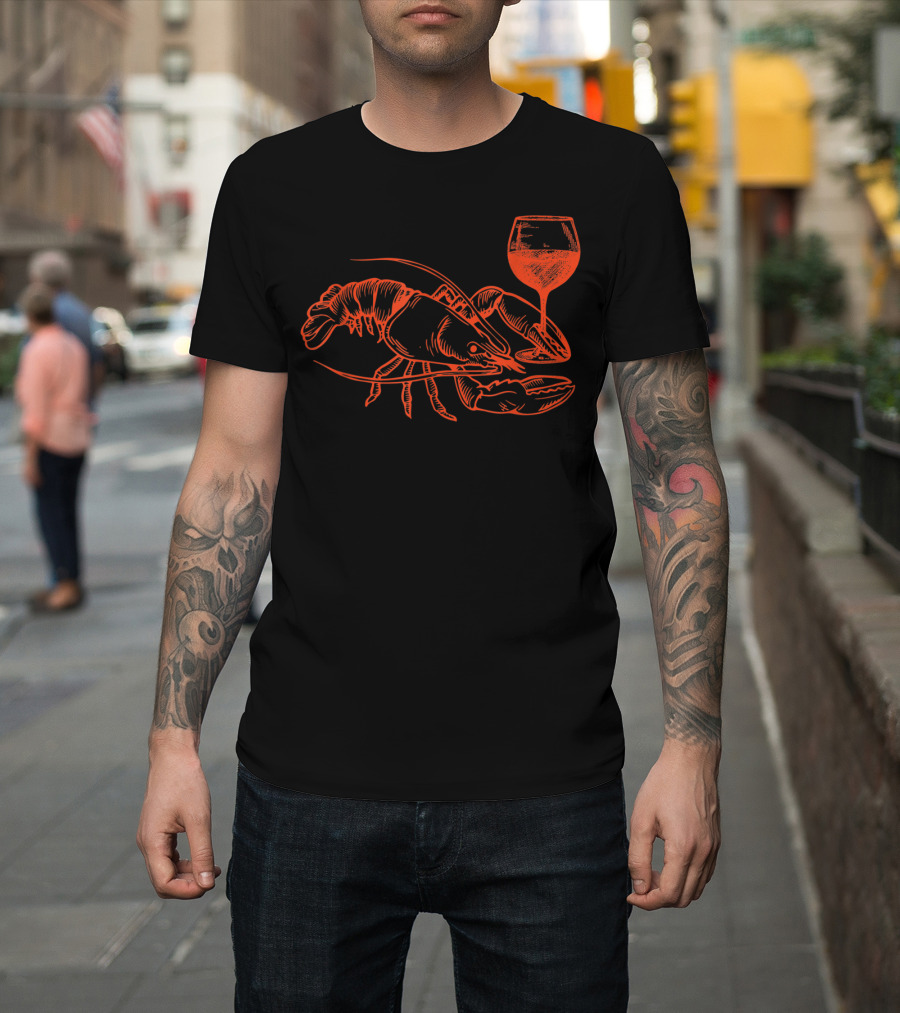 Lobster Wine Drinking Funny Summer Vacation T-Shirt