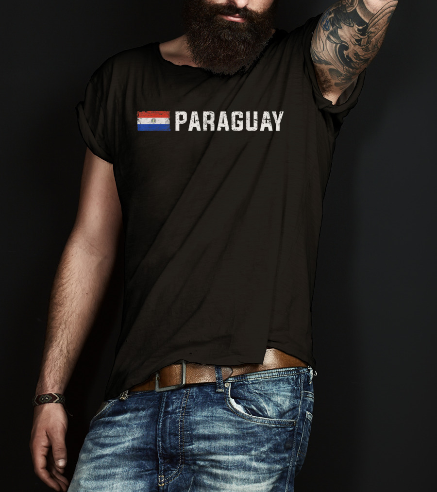 Paraguay Flag With Distressed Text I Love Paraguay T-Shirt
