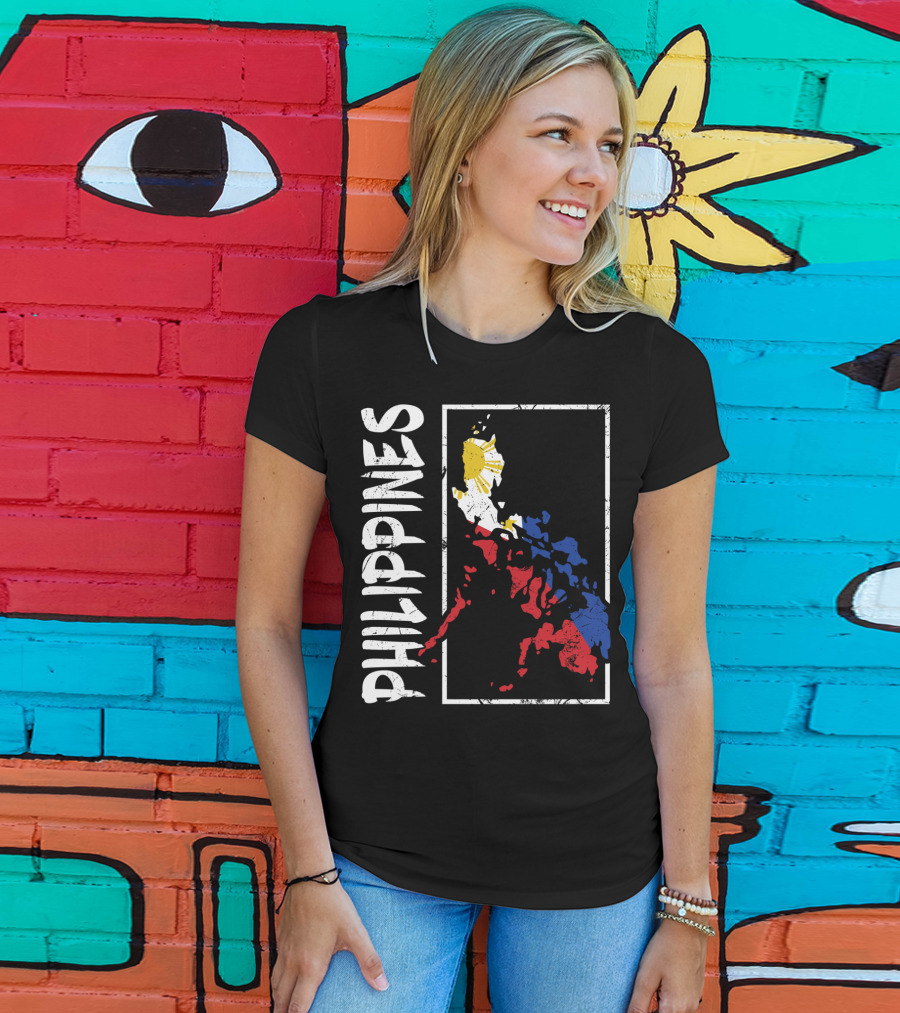 Philippines Flag Map And Filipino Pride T-Shirt