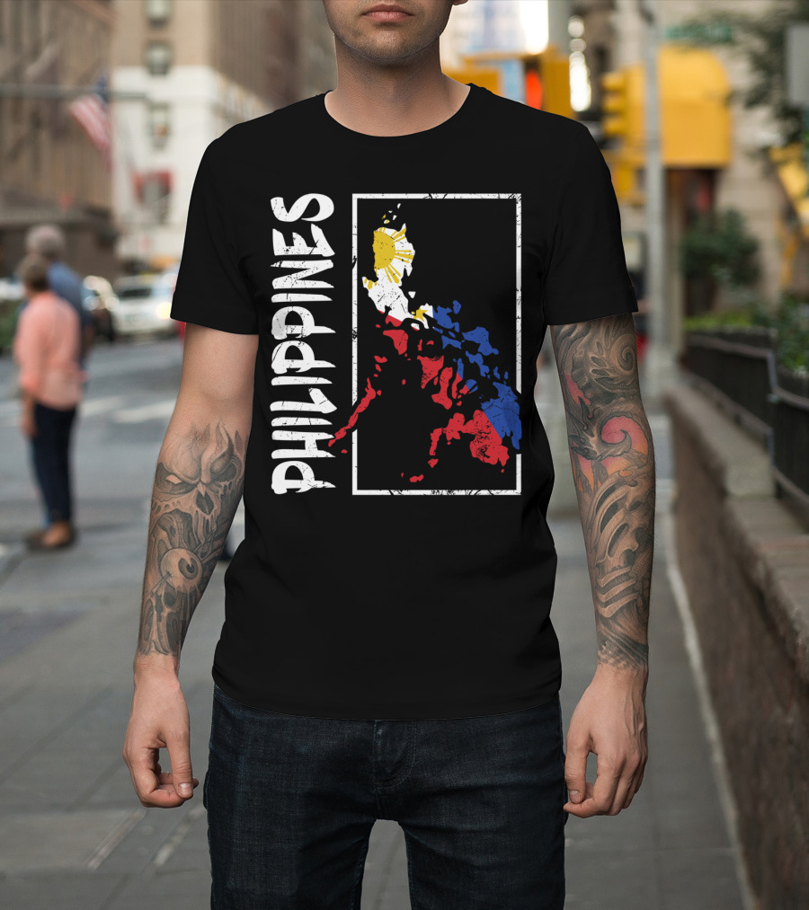 Philippines Flag Map And Filipino Pride T-Shirt