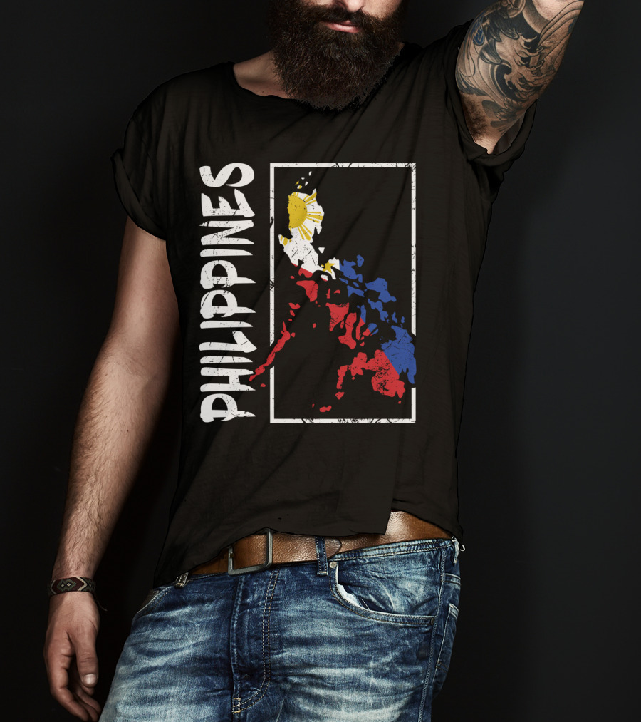 Philippines Flag Map And Filipino Pride T-Shirt