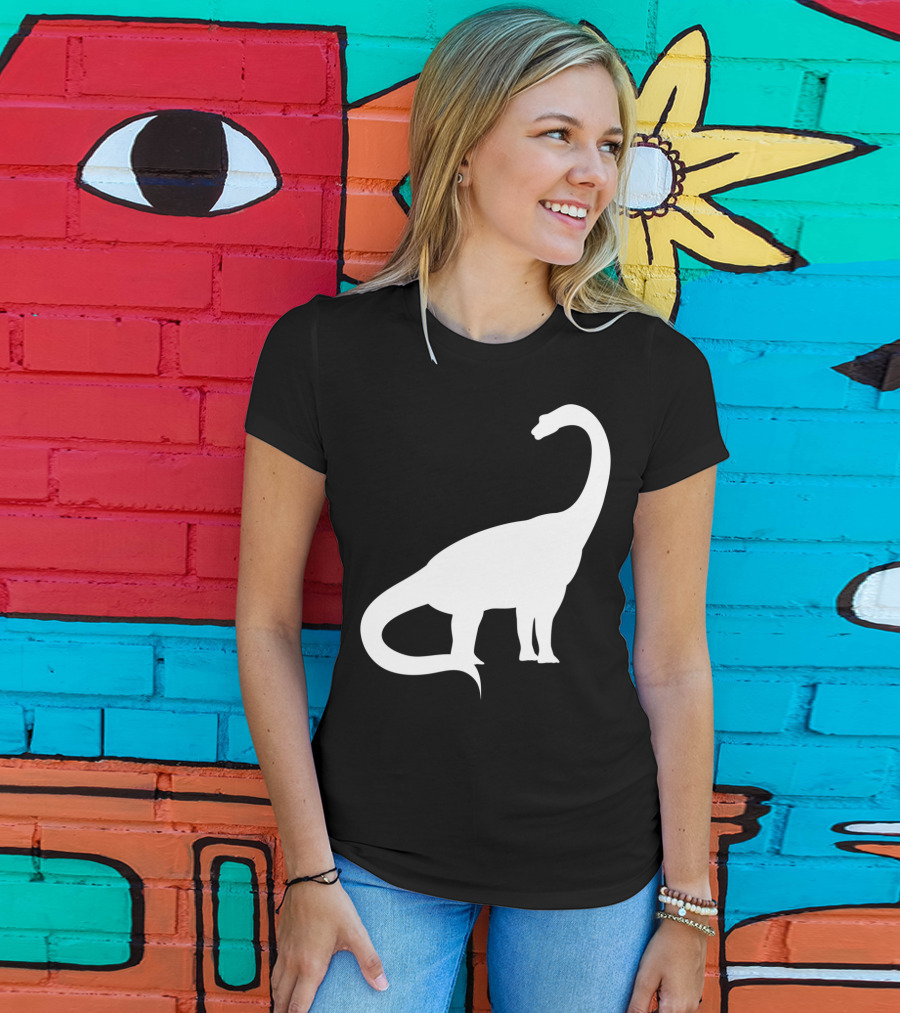 Retro Brachiosaurus Dinosaur Silhouette Classic Minimalist T-Shirt