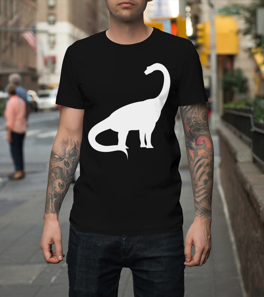 Retro Brachiosaurus Dinosaur Silhouette Classic Minimalist T-Shirt