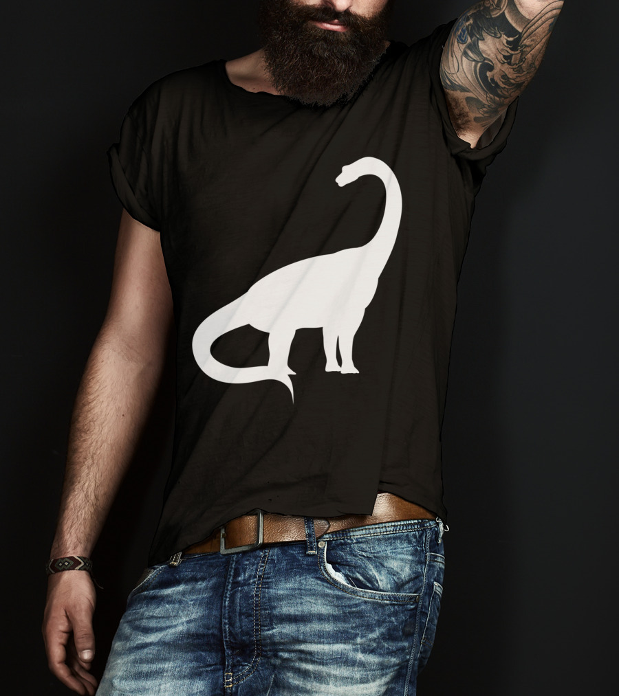 Retro Brachiosaurus Dinosaur Silhouette Classic Minimalist T-Shirt