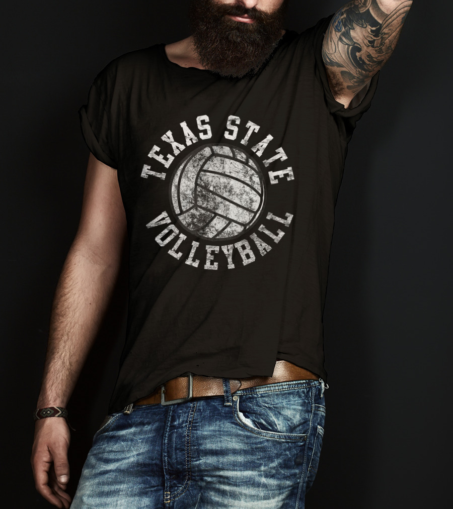 Texas State Volleyball Grunge Style Emblem T-Shirt