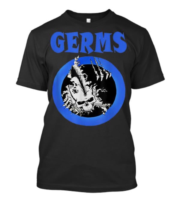 Germs Punk Rock Cool Skull Symbol With Blue Circle T-Shirt