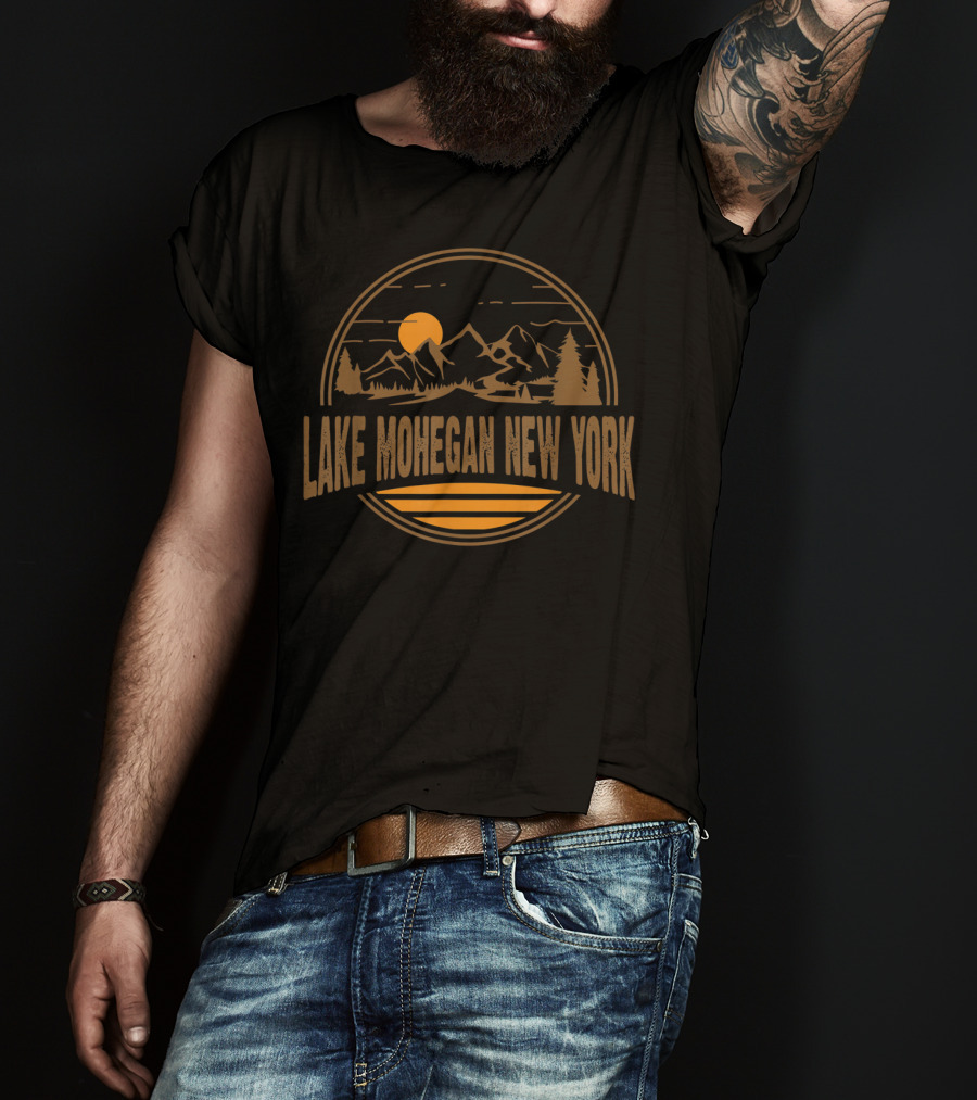 Lake Mohegan New York Vintage Mountain Sunset Scene T-Shirt