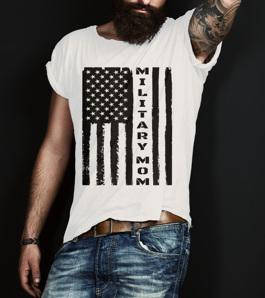 Military Mom American Flag Veteran's Pride T-Shirt