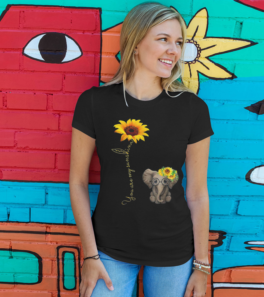 You Are My Sunshine Sunflower Elephant Hippie T-Shirt