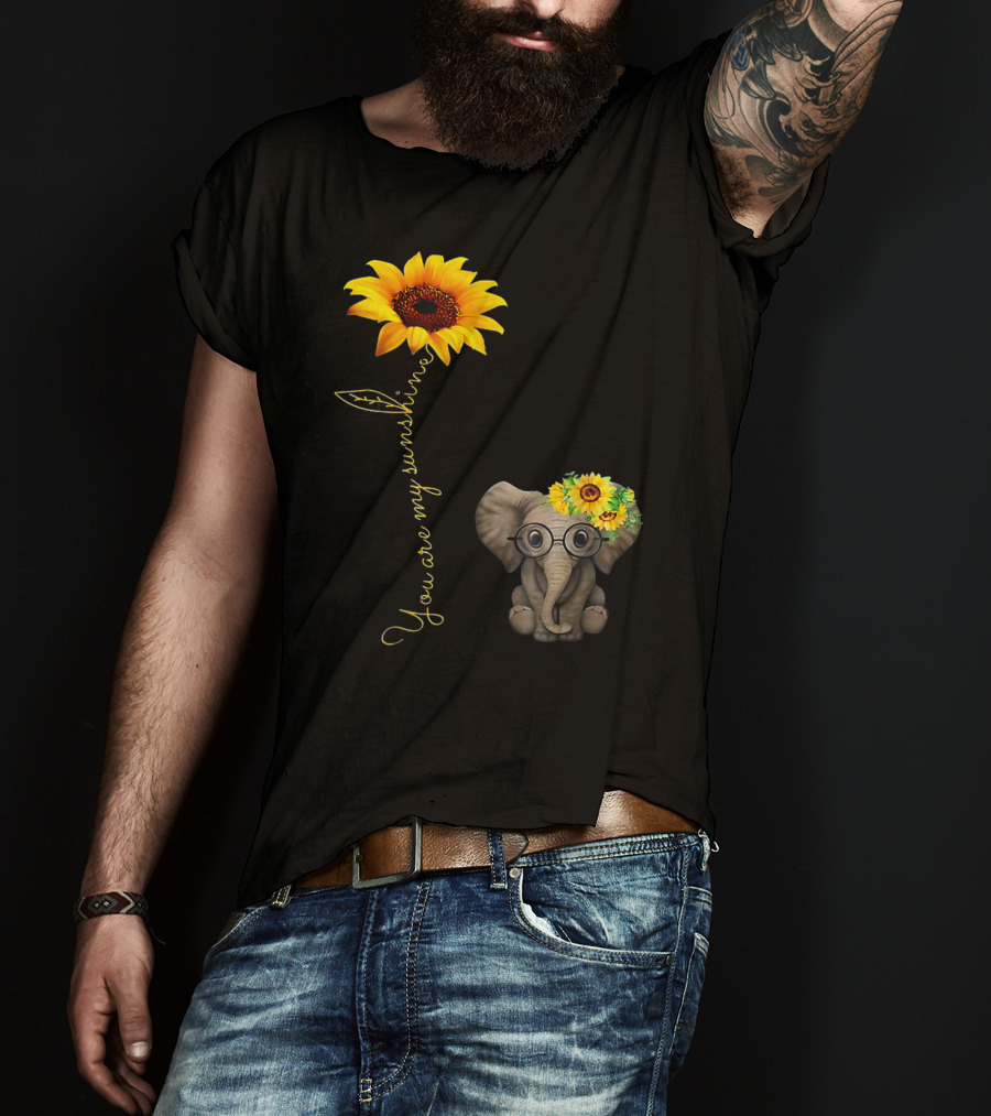 You Are My Sunshine Sunflower Elephant Hippie T-Shirt