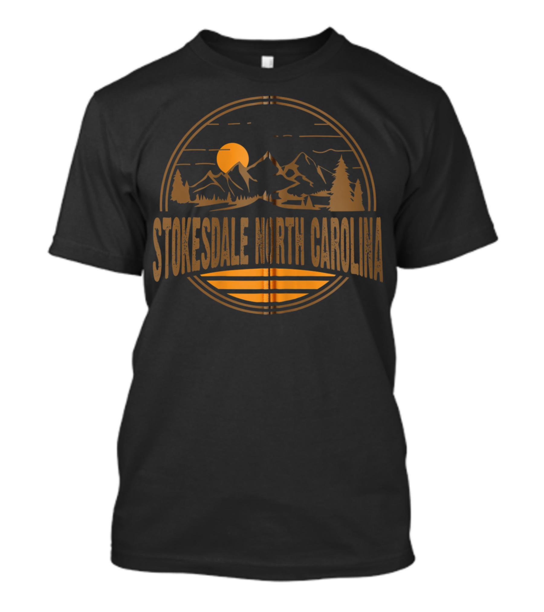 Stokesdale North Carolina Retro Mountain Sunset Scene T-Shirt