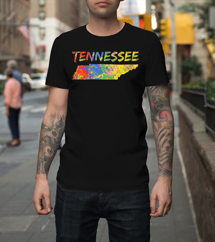 Tennessee Colorful State Outline Brush Stroke T-Shirt