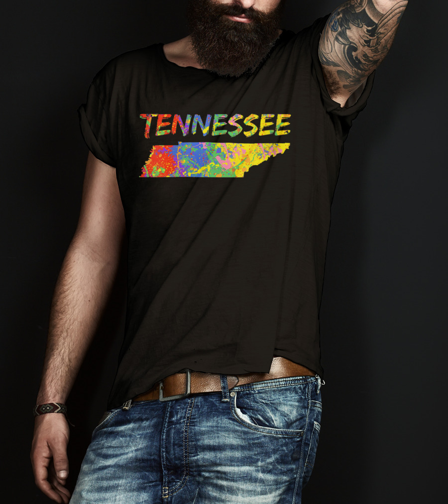 Tennessee Colorful State Outline Brush Stroke T-Shirt