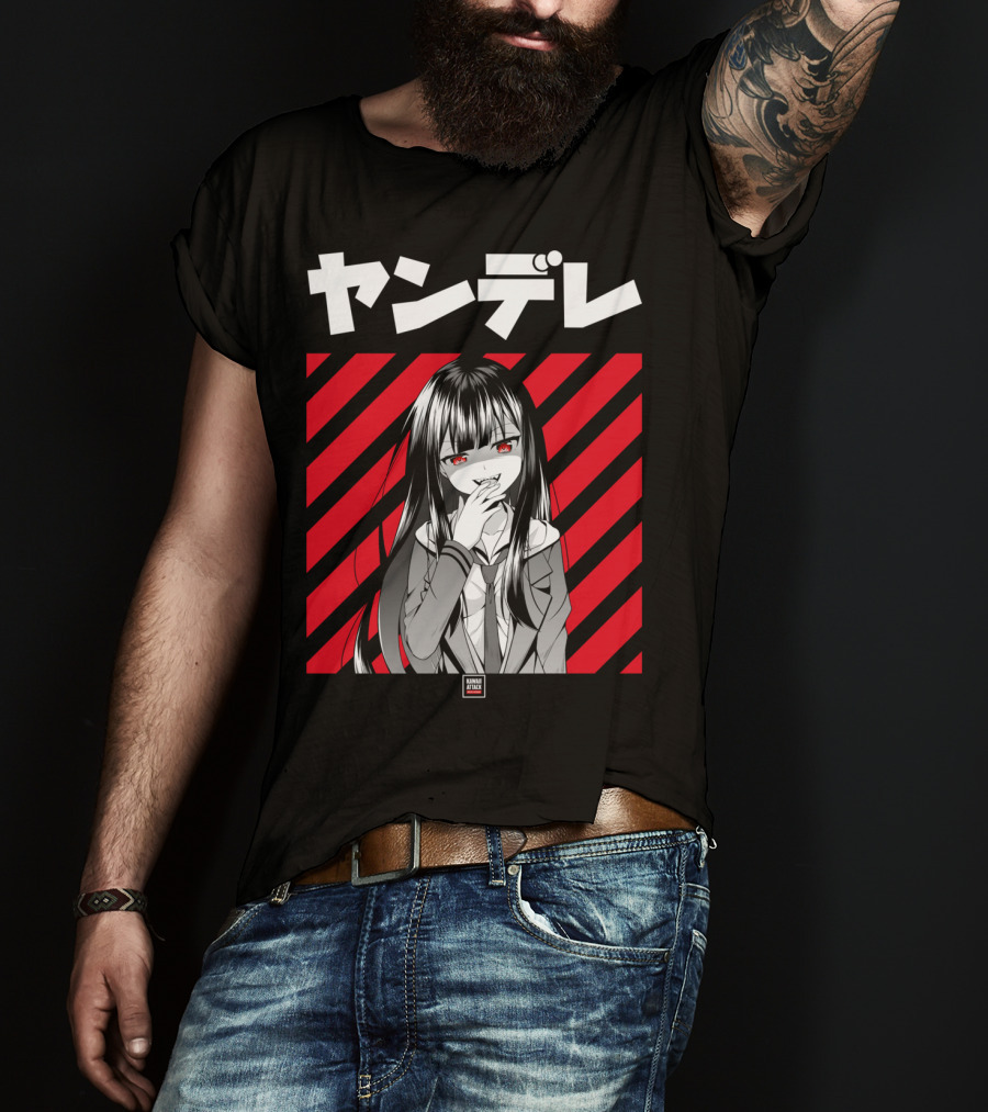 Yandere Japanese Anime Red Eyes Dark Hair Manga T-Shirt