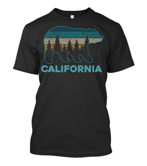 California Bear Vintage Nature Hiking Retro Sunset Forest T-Shirt