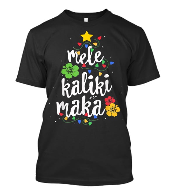 Mele Kalikimaka Christmas Tree Lights Hibiscus Tropical T-Shirt