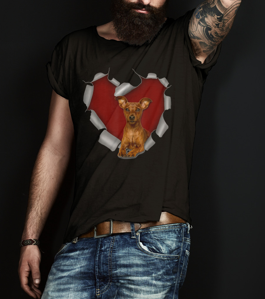 Cute Miniature Pinscher Torn Heart T-Shirt