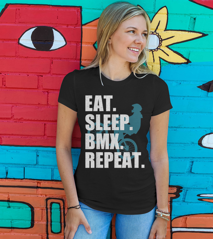 Eat Sleep BMX Repeat Funny Vintage BMX Rider T-Shirt