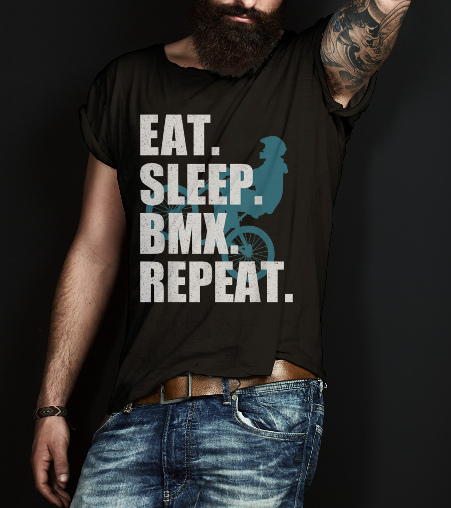 Eat Sleep BMX Repeat Funny Vintage BMX Rider T-Shirt