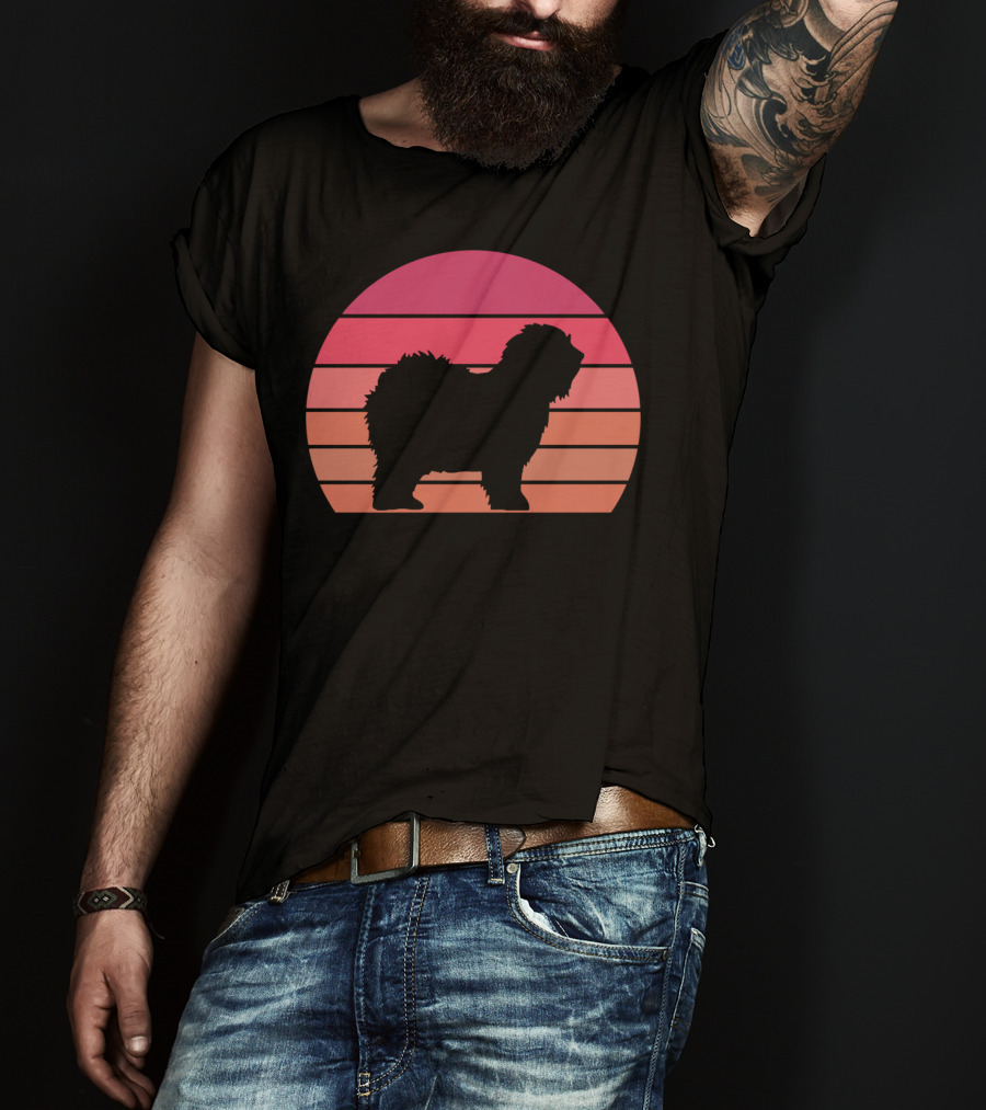 English Sheepdog Cool Vintage Sunset T-Shirt