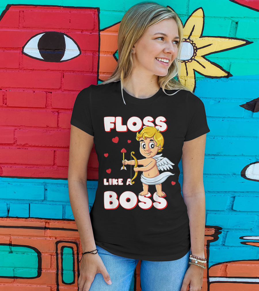 Floss Like A Boss Cupid Valentine's Day Bow Arrow Hearts T-Shirt