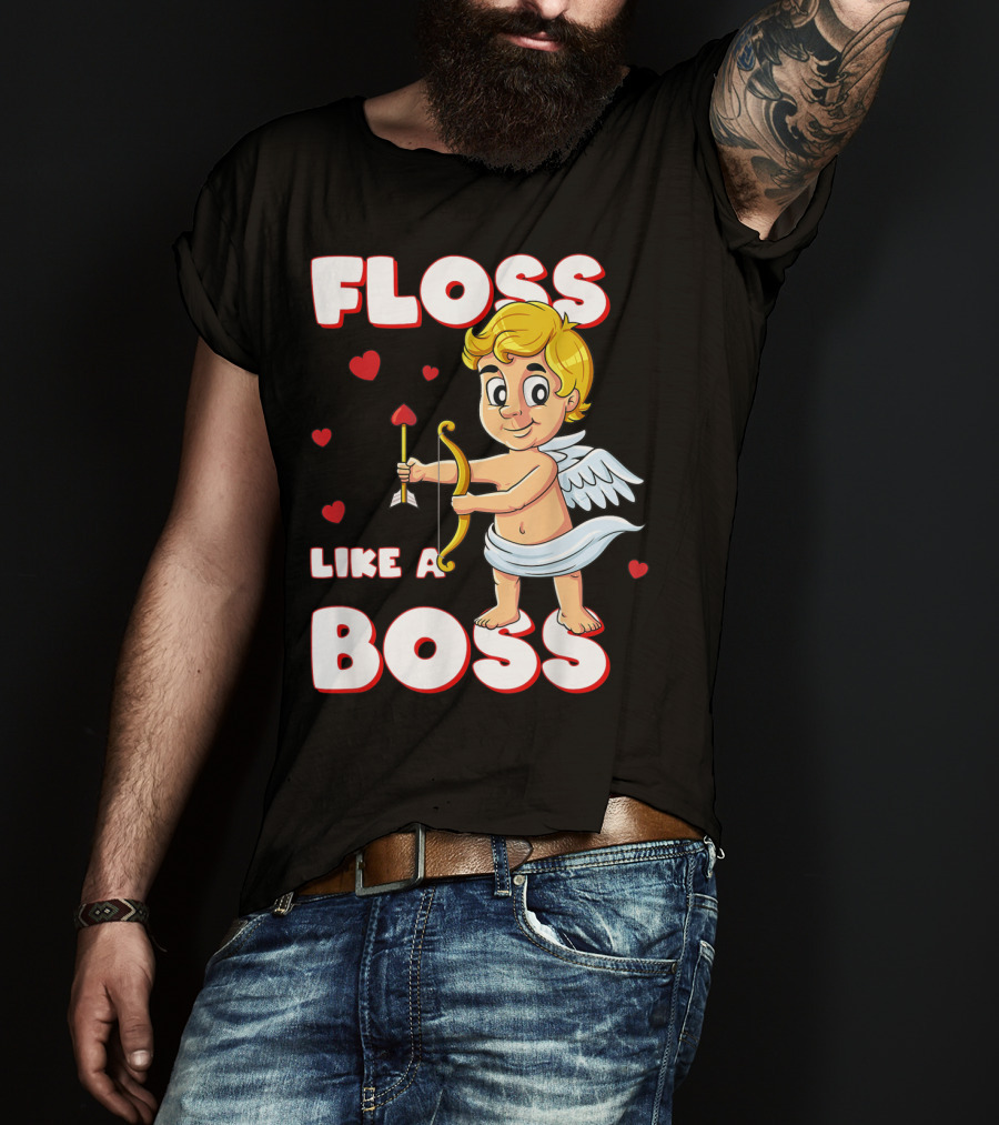Floss Like A Boss Cupid Valentine's Day Bow Arrow Hearts T-Shirt