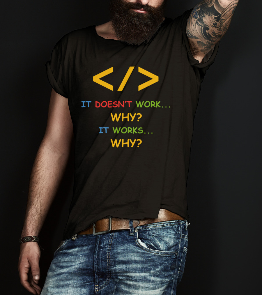 Funny Programmer Software Developer It Doesn't Work Why It Works Why T-Shirt