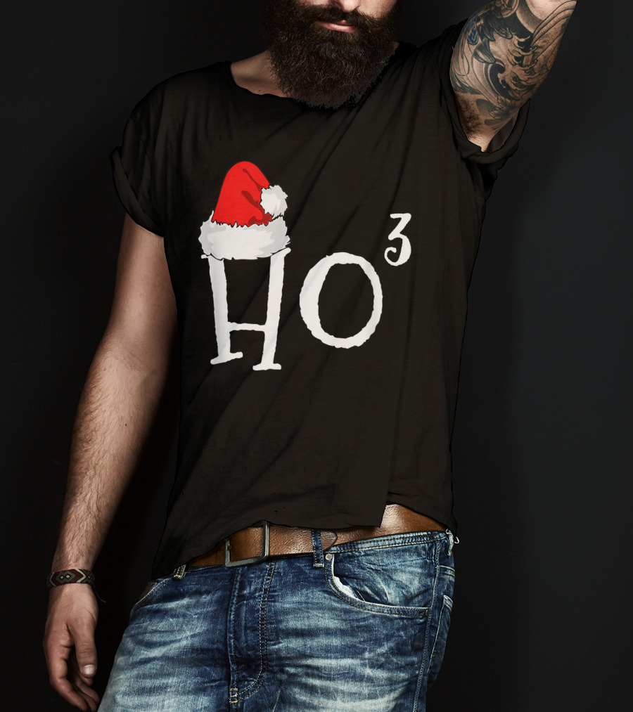 Ho3 Cubed Santa Hat Christmas Hohoho Math Teacher T-Shirt