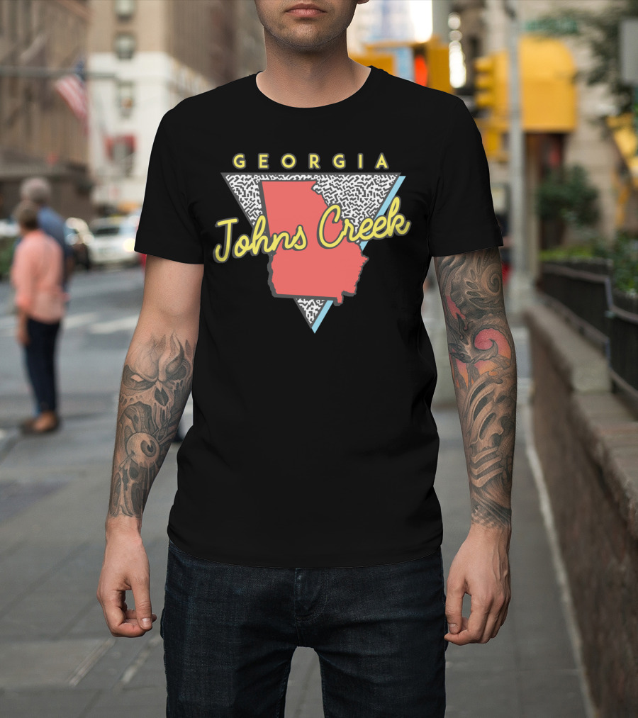 Johns Creek Georgia Retro Souvenir Design With Map T-Shirt