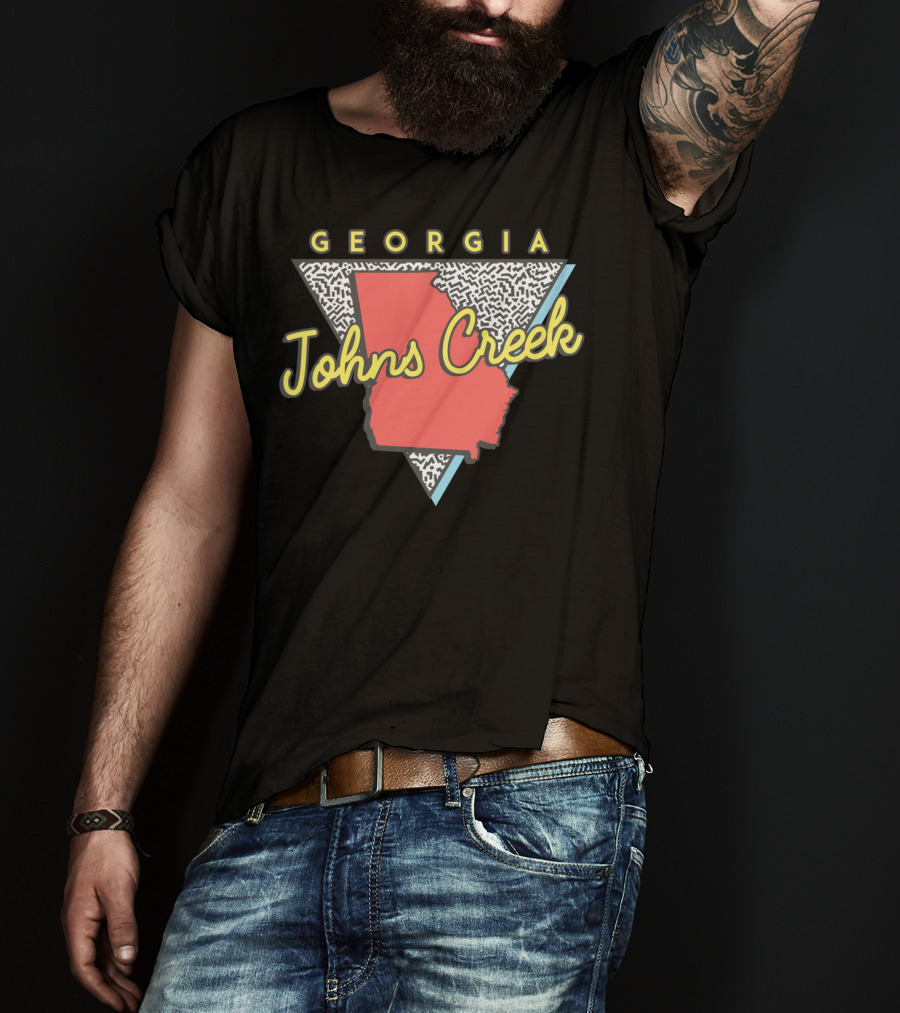 Johns Creek Georgia Retro Souvenir Design With Map T-Shirt