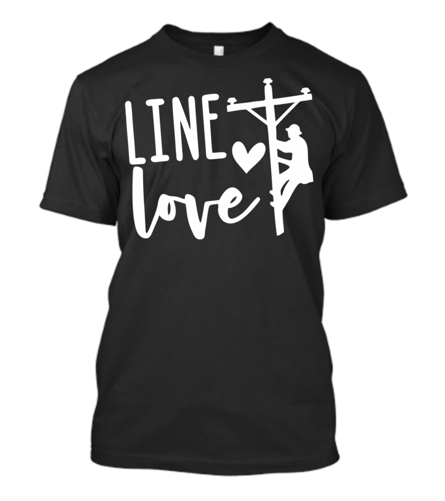 Line Love Lineman And Line Wife Climbing Silhouette With Heart T-Shirt