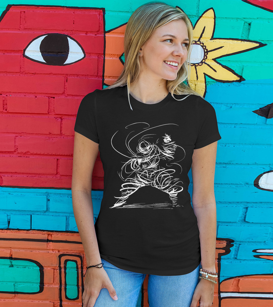 Martialarts Fighter Sorcerer Figure Line Drawing T-Shirt