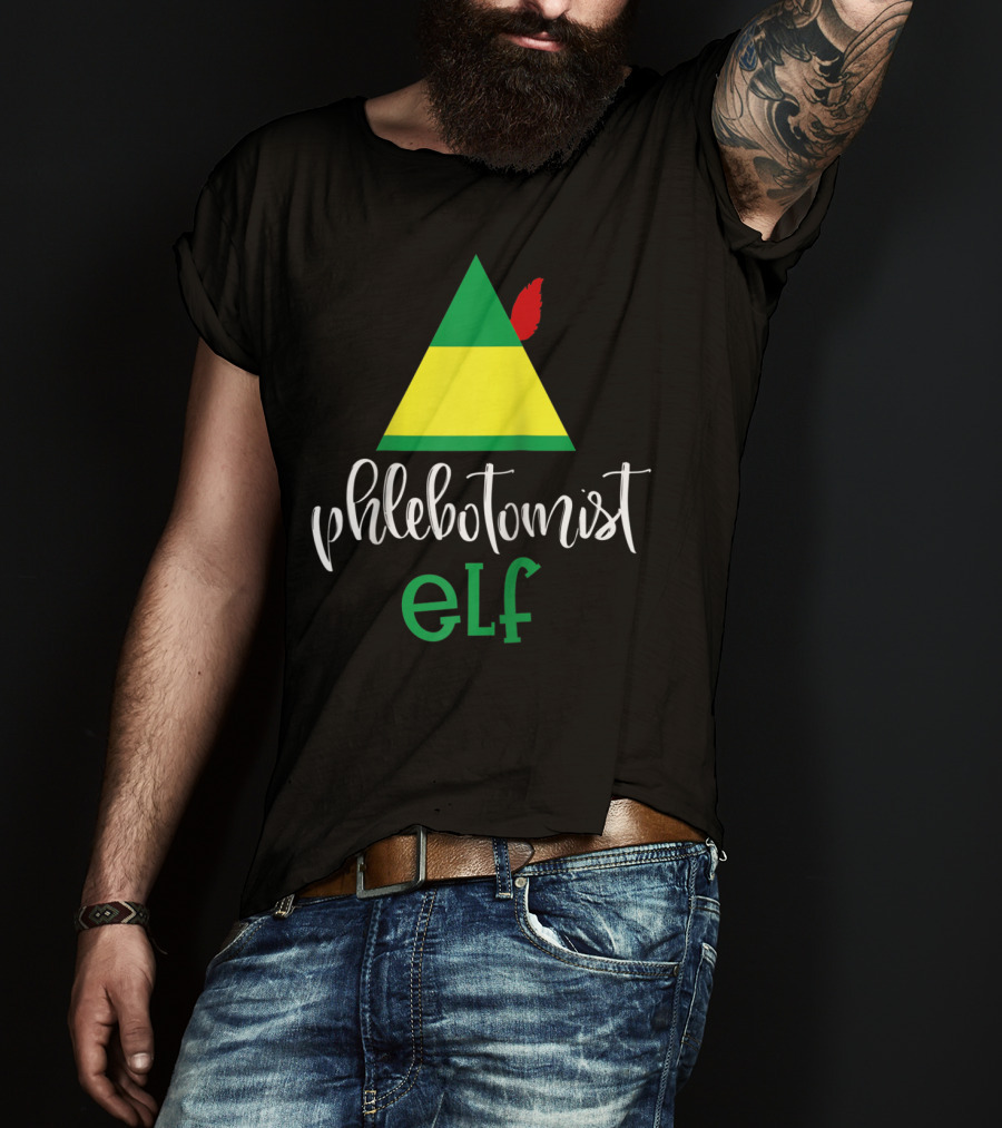 Phlebotomist Elf Christmas Hat Festive Humor T-Shirt