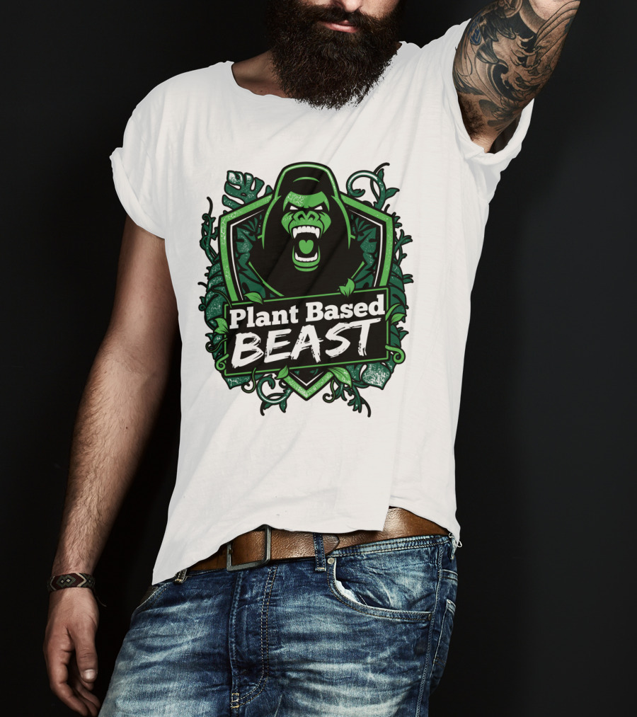 Plant Based Beast Fitness Gorilla Bodybuilding Jungle Strength T-Shirt