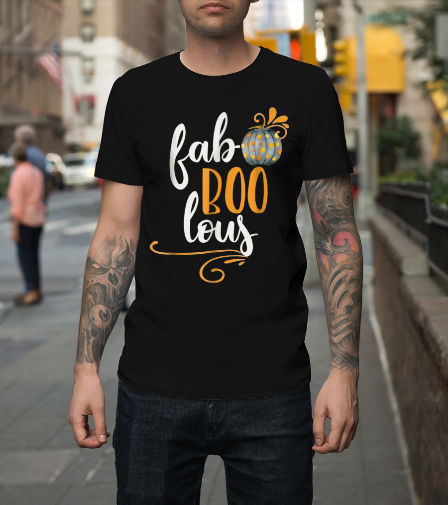 Fab Boo Lous Polka Dot Pumpkin Halloween Fun T-Shirt