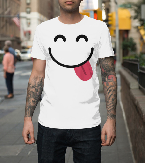 Shirt: Halloween Emojis Costume Smiling Delicious Emoticon with Tongue Out T-Shirt Halloween Emojis Costume Smiling Delicious Emoticon with Tongue Out T-Shirt