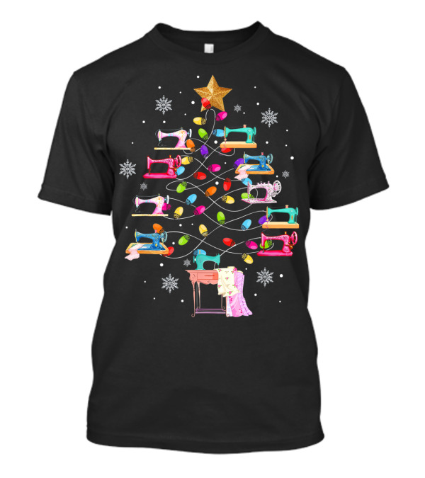 Merry Christmas My Love Is Quilting Sewing Machine Christmas Tree T-Shirt