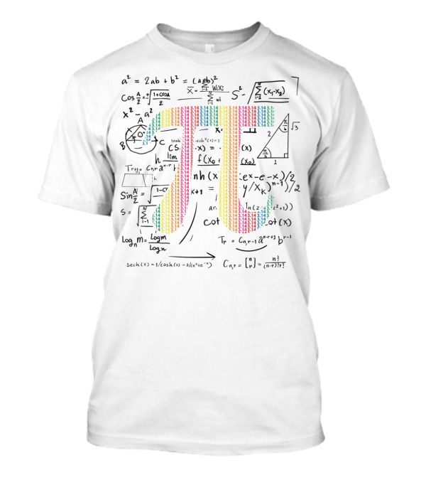 Pi Day 314 Symbol Colorful Equations Backdrop T-Shirt