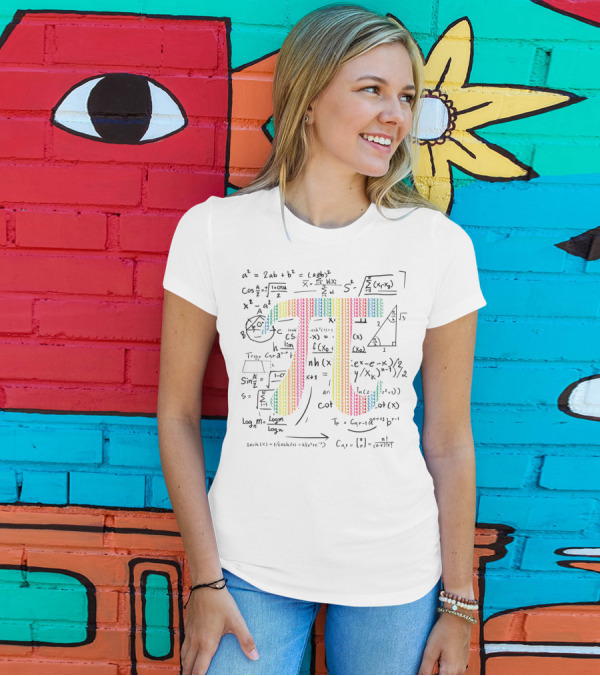 Pi Day 314 Symbol Colorful Equations Backdrop T-Shirt
