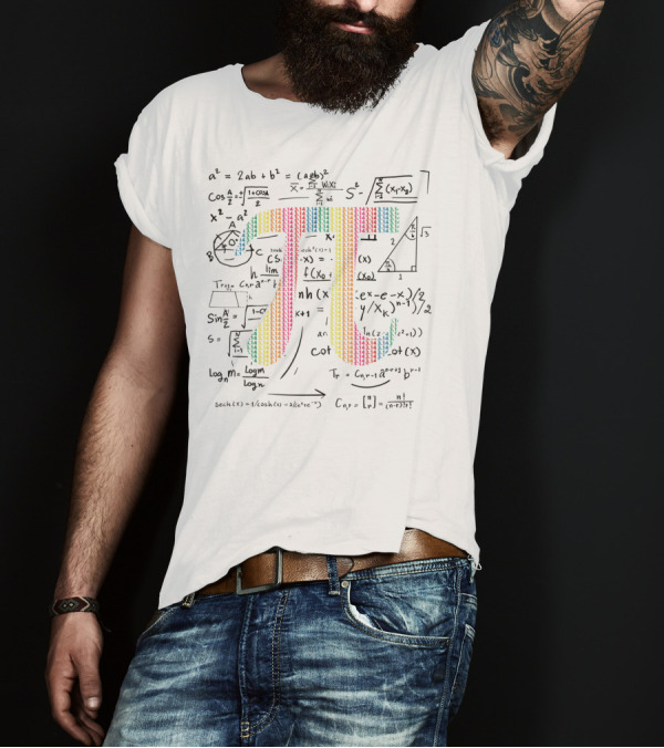 Pi Day 314 Symbol Colorful Equations Backdrop T-Shirt